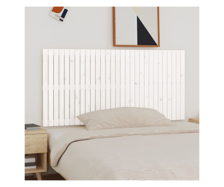 Tăblie de pat pentru perete, alb, 185x3x90 cm, lemn masiv pin