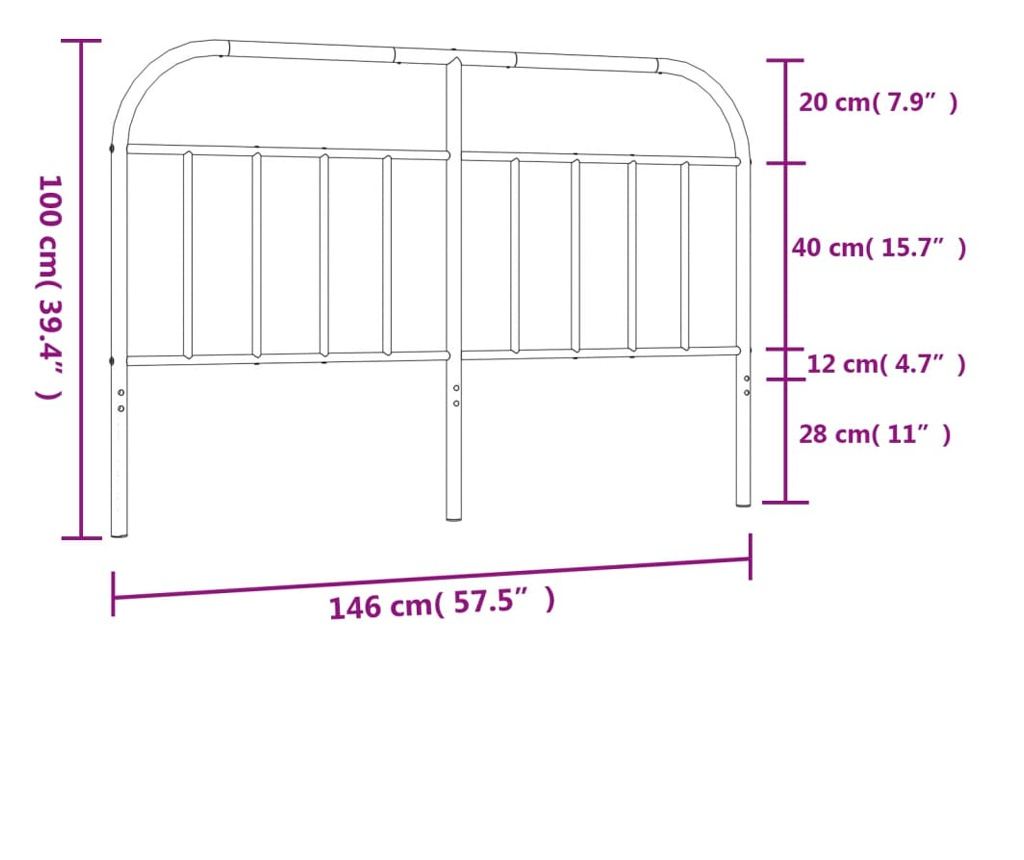 Metalni uzglavlje, bijelo, 140 cm - 7