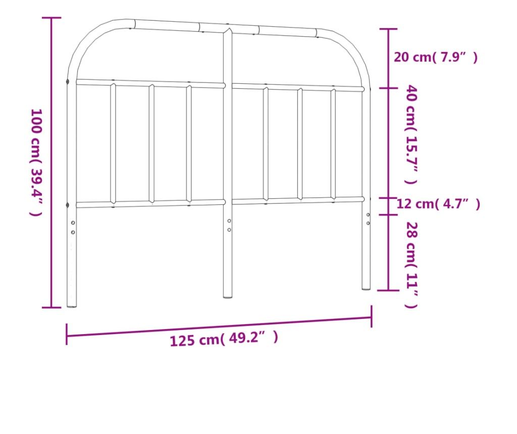 Metalni uzglavlje za krevet, bijelo, 120 cm - 7