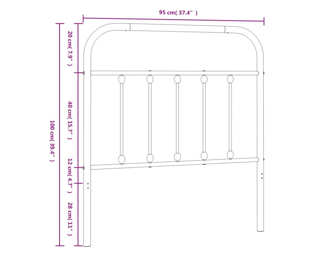 Metalni okvir kreveta, crni, 90 cm - 7