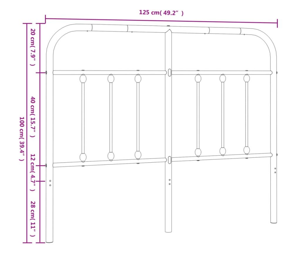 Metalna uzglavlje kreveta, crna, 120 cm - 7
