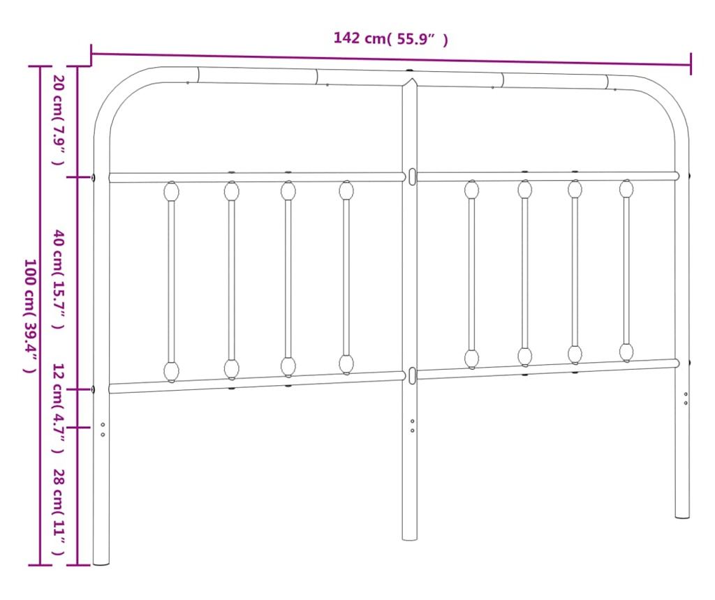Metalna uzglavlja, bijela, 135 cm - 7