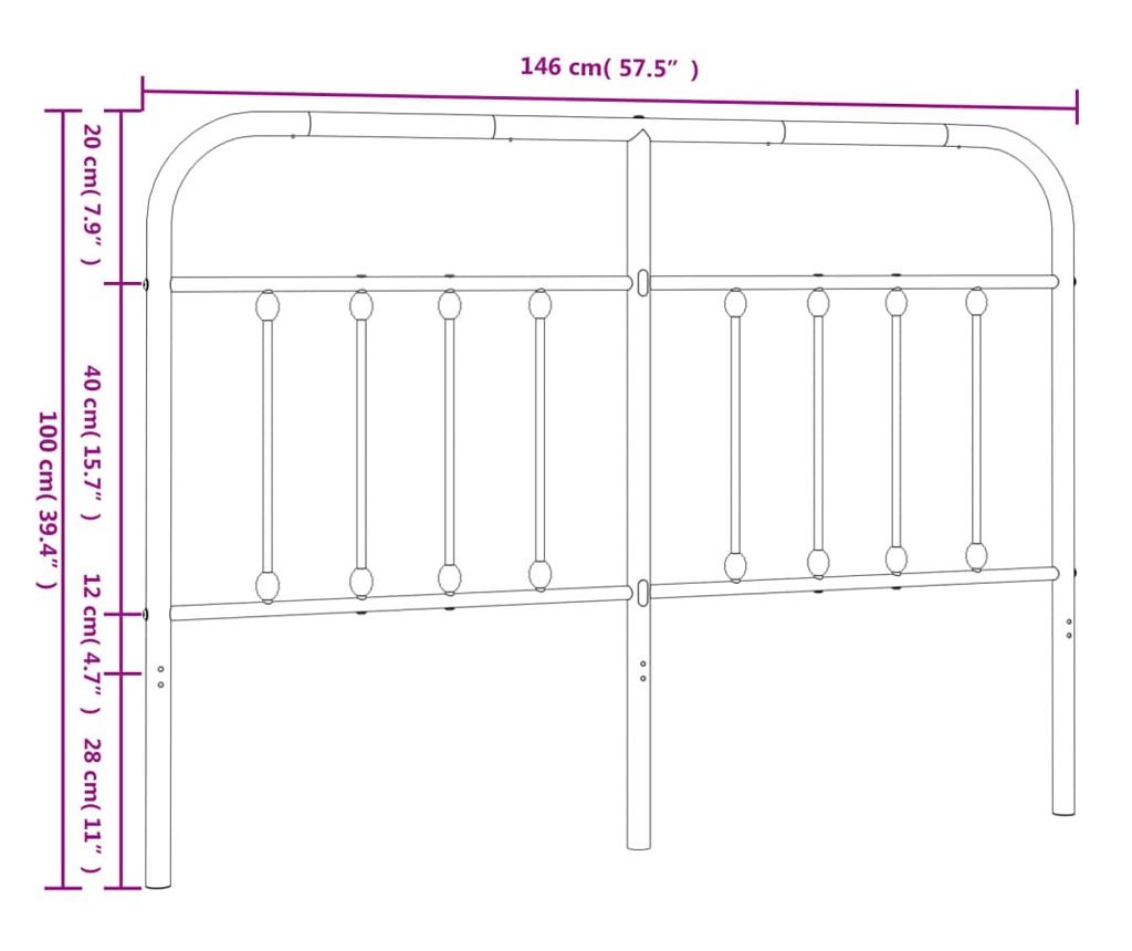 Metalna uzglavlja, bijela, 140 cm - 7