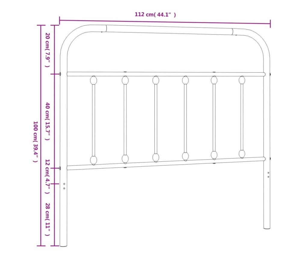 Metalna uzglavlje kreveta, crna, 107 cm - 7
