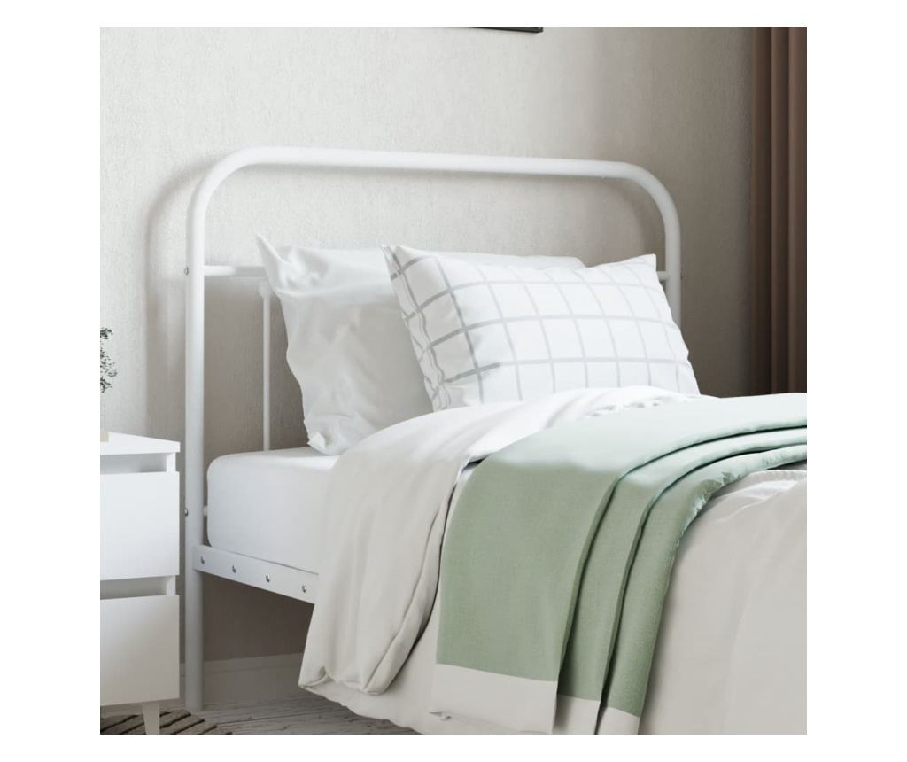 Metalni uzglavlje za krevet, bijelo, 107 cm - 3