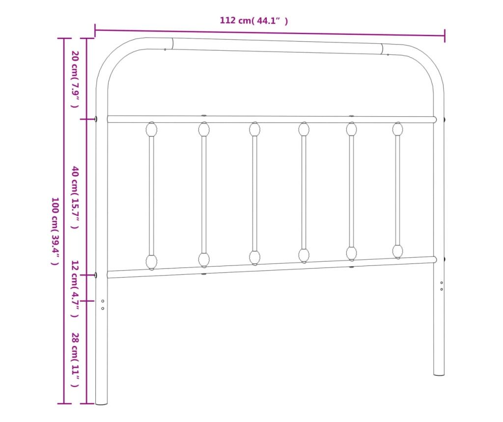 Metalni uzglavlje za krevet, bijelo, 107 cm - 7