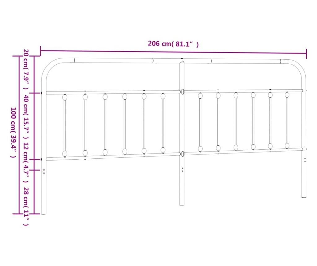 Metalni uzglavlje kreveta, bijelo, 200 cm - 7