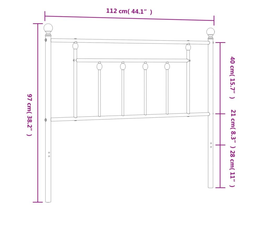 Metalni uzglavlje za krevet, crno, 107 cm - 7