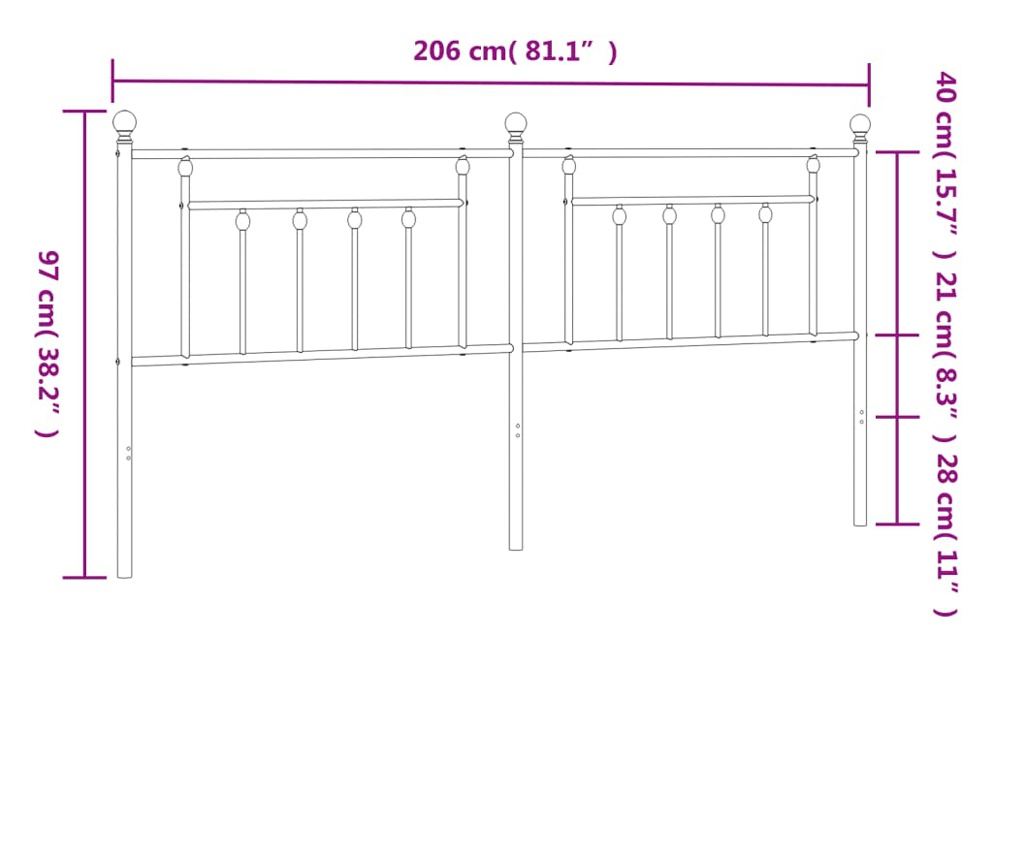 Okvir za krevet od metala, bijeli, 200 cm - 7