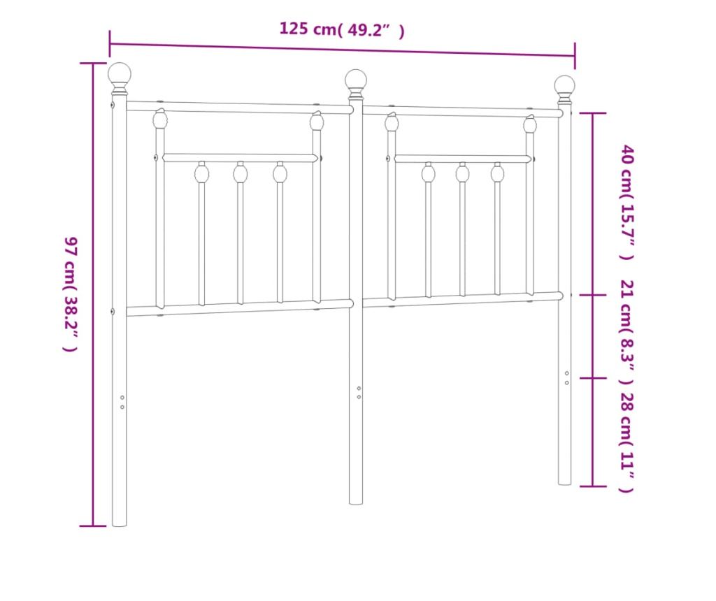 Metalni uzglavlje za krevet, crno, 120 cm - 7