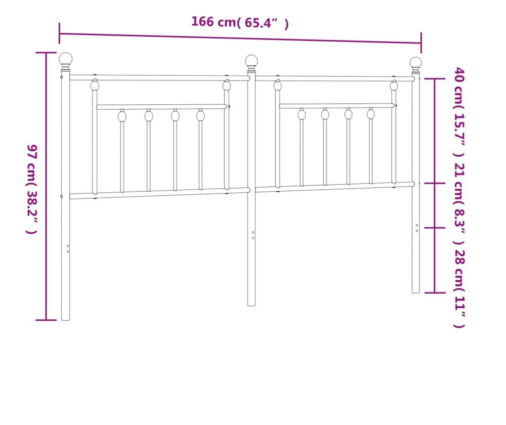 Metalni uzglavlje za krevet, bijelo, 160 cm - 7