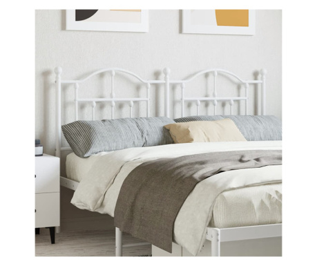 Tăblie de pat metalică, alb, 140 cm