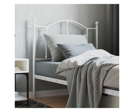 Tăblie de pat metalică, alb, 90 cm