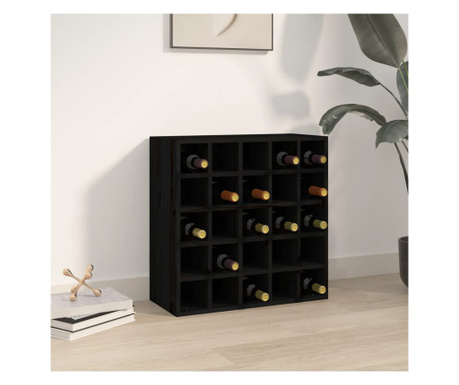 Dulap de vinuri, negru, 56x25x56 cm, lemn masiv de pin