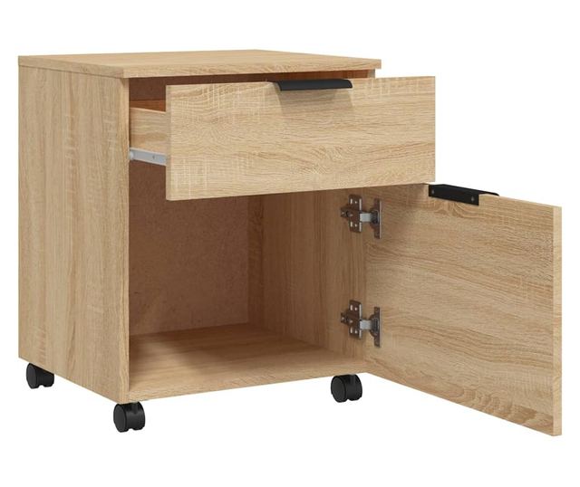 Mobilna szafka na kółkach, dąb sonoma, 45x38x54 cm, drewno przetworzone
