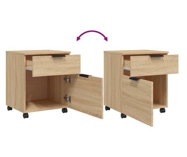 Mobilna szafka na kółkach, dąb sonoma, 45x38x54 cm, drewno przetworzone