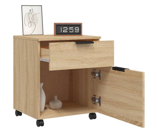 Mobilna szafka na kółkach, dąb sonoma, 45x38x54 cm, drewno przetworzone