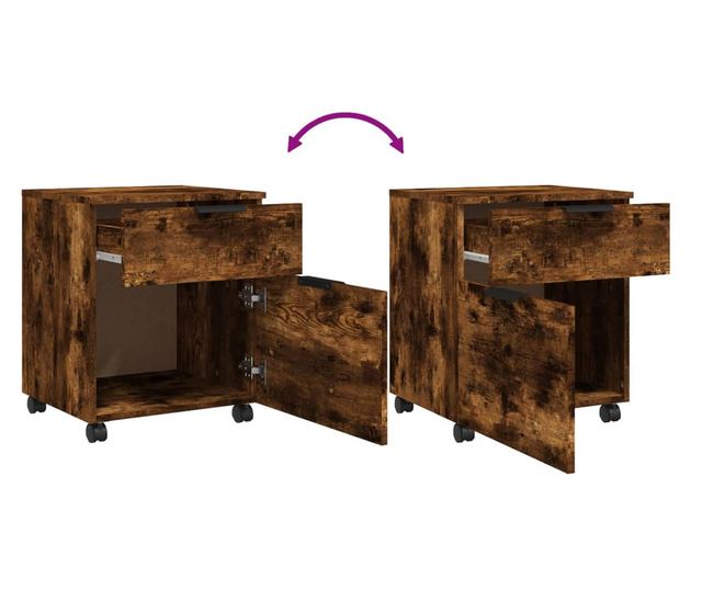 Fișet mobil cu roți, stejar fumuriu, 45x38x54 cm lemn prelucrat