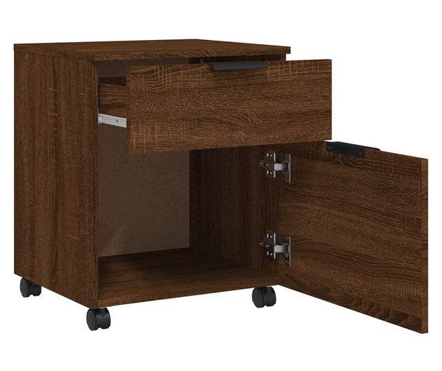 Mobilny regał na kółkach, dąb brązowy, 45x38x54 cm, drewno przetworzone