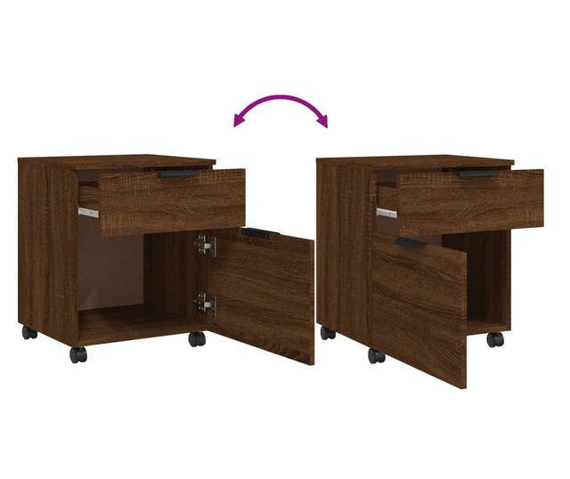 Mobilny regał na kółkach, dąb brązowy, 45x38x54 cm, drewno przetworzone