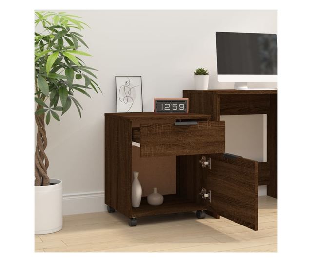 Mobilny regał na kółkach, dąb brązowy, 45x38x54 cm, drewno przetworzone