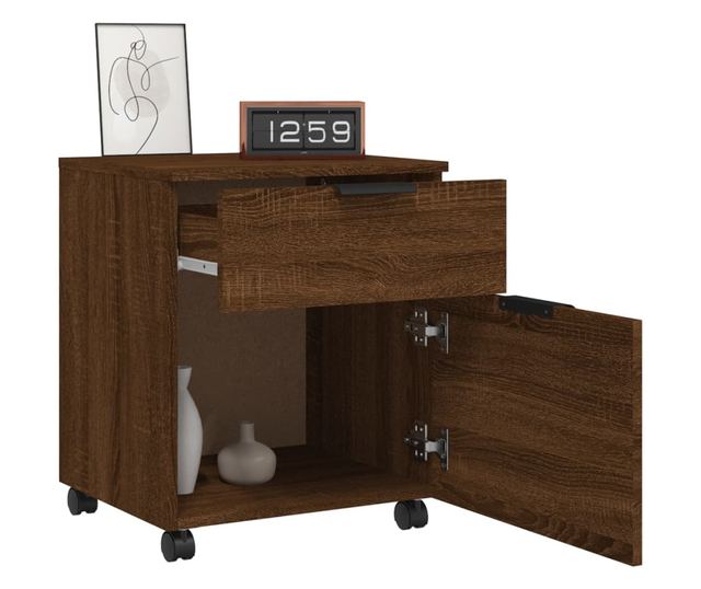 Mobilny regał na kółkach, dąb brązowy, 45x38x54 cm, drewno przetworzone