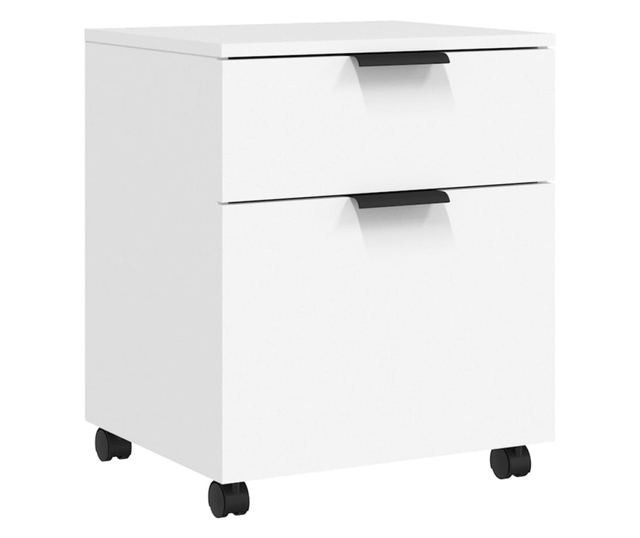 Fișet mobil cu roți, alb, 45x38x54 cm, lemn prelucrat