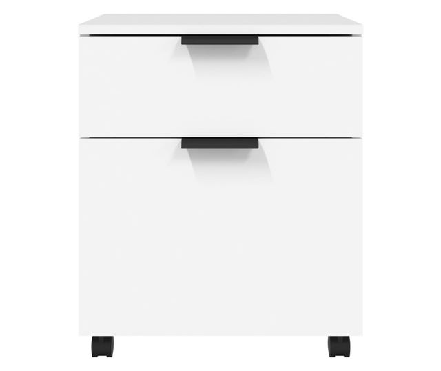 Fișet mobil cu roți, alb, 45x38x54 cm, lemn prelucrat