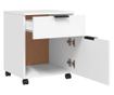 Fișet mobil cu roți, alb, 45x38x54 cm, lemn prelucrat