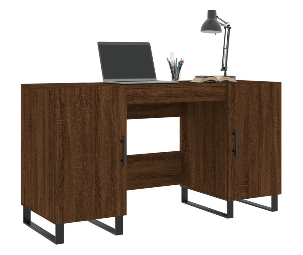 Ured, smeđi hrast, 140x50x75 cm, kompozitno drvo - 3