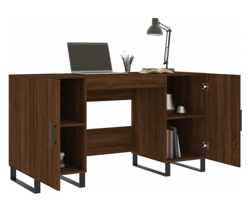 Ured, smeđi hrast, 140x50x75 cm, kompozitno drvo - 4