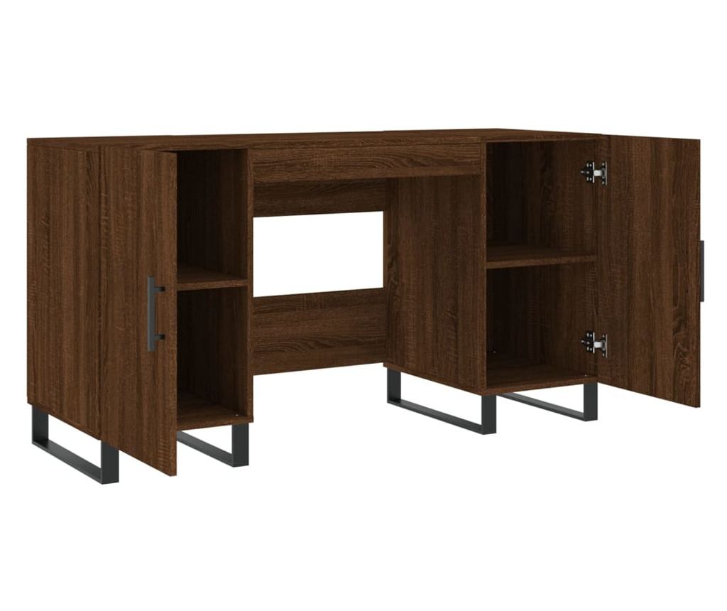 Ured, smeđi hrast, 140x50x75 cm, kompozitno drvo - 5