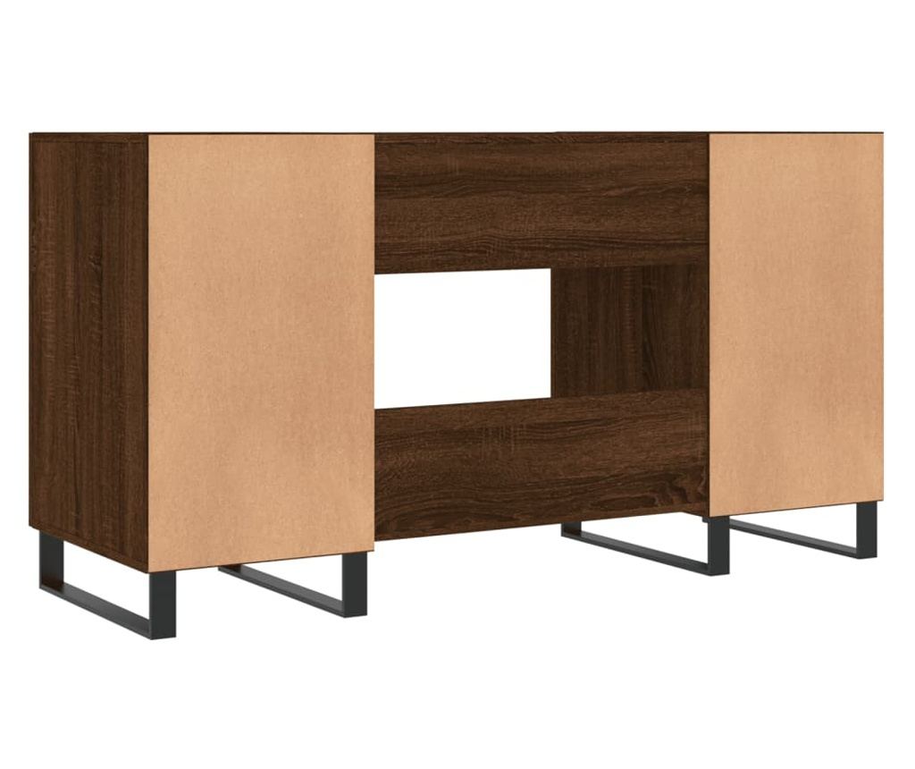 Ured, smeđi hrast, 140x50x75 cm, kompozitno drvo - 8