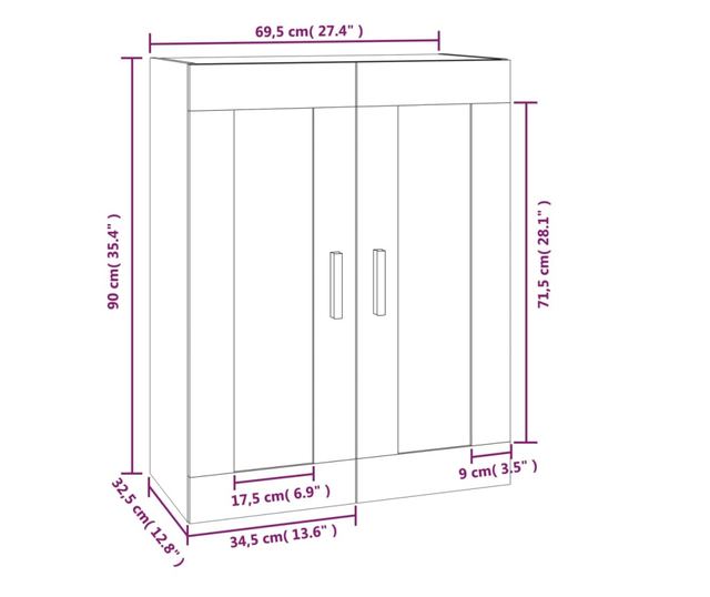 Fstlt tlgy faliszekrny, 69,5x32,5x90 cm, feldolgozott fa