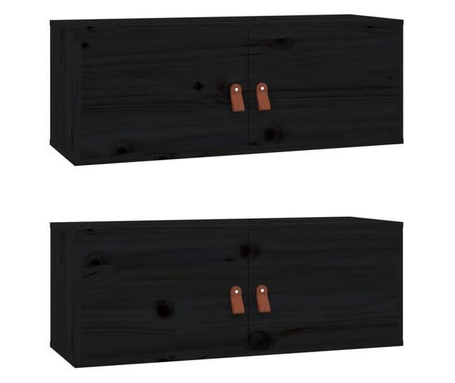 Omare 2 kosi črna 80x30x30 cm masivno borovo les.