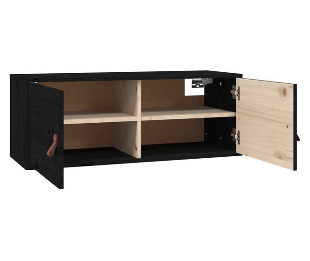 Omare 2 kosi črna 80x30x30 cm masivno borovo les.