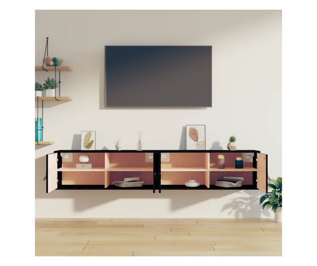 Omare 2 kosi črna 80x30x30 cm masivno borovo les.