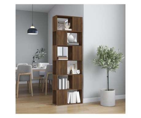Bibliotecă/Separator de cameră, stejar maro, 60x24x186 cm
