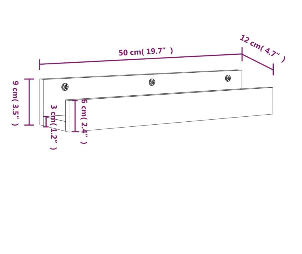 Стенни рафтове, 2 бр., 50x12x9 см, масив бор - 9
