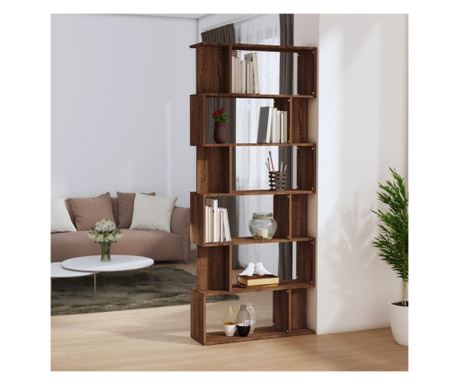 Библиотека/Сепаратор, кафяв дъб, 80х24х192 см, обработена дървесина