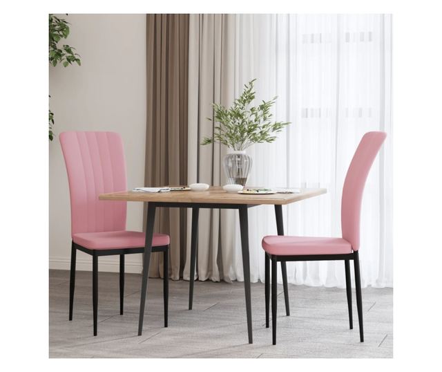 Jedilni stoli, 2 kosa, roza, žamet