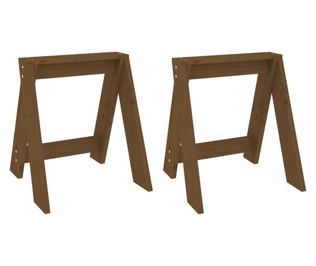 Stools, 2 pcs, Honey Brown, 40x40x45 cm, Solid Pine Wood