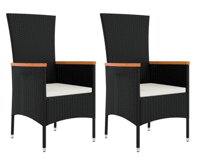 3 rszes fekete polyrattan kerti btor szett prnkkal