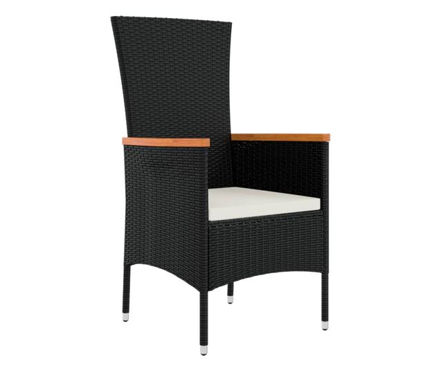3 rszes fekete polyrattan kerti btor szett prnkkal