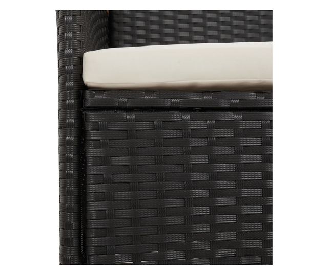 3 rszes fekete polyrattan kerti btor szett prnkkal