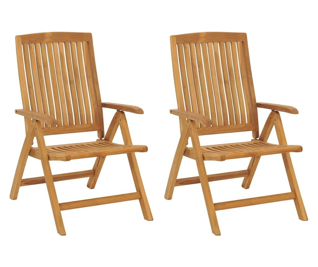 Сгъваеми градински столове с възглавници, 2 бр., Масивно тиково дърво - 3