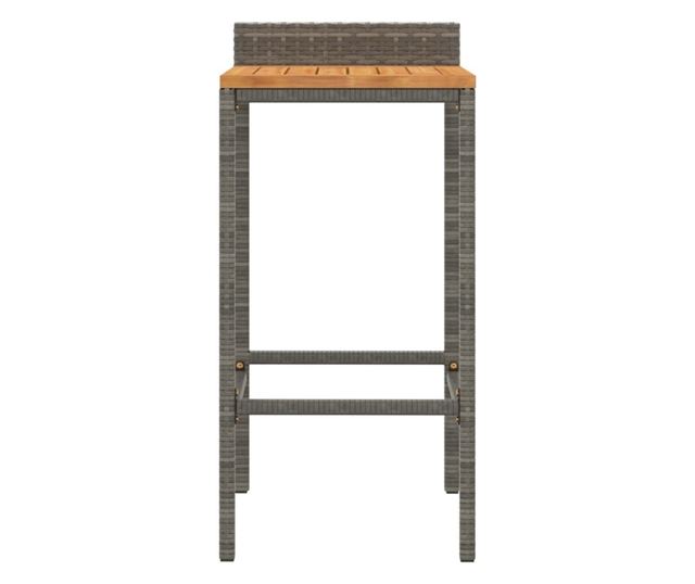 Barski stoli, 2 kosa, sivi, poli ratan in trden akacijev les