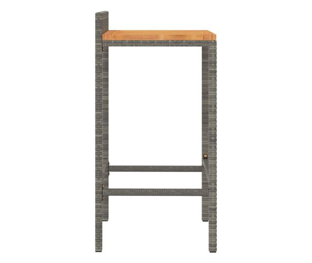 Barski stoli, 2 kosa, sivi, poli ratan in trden akacijev les