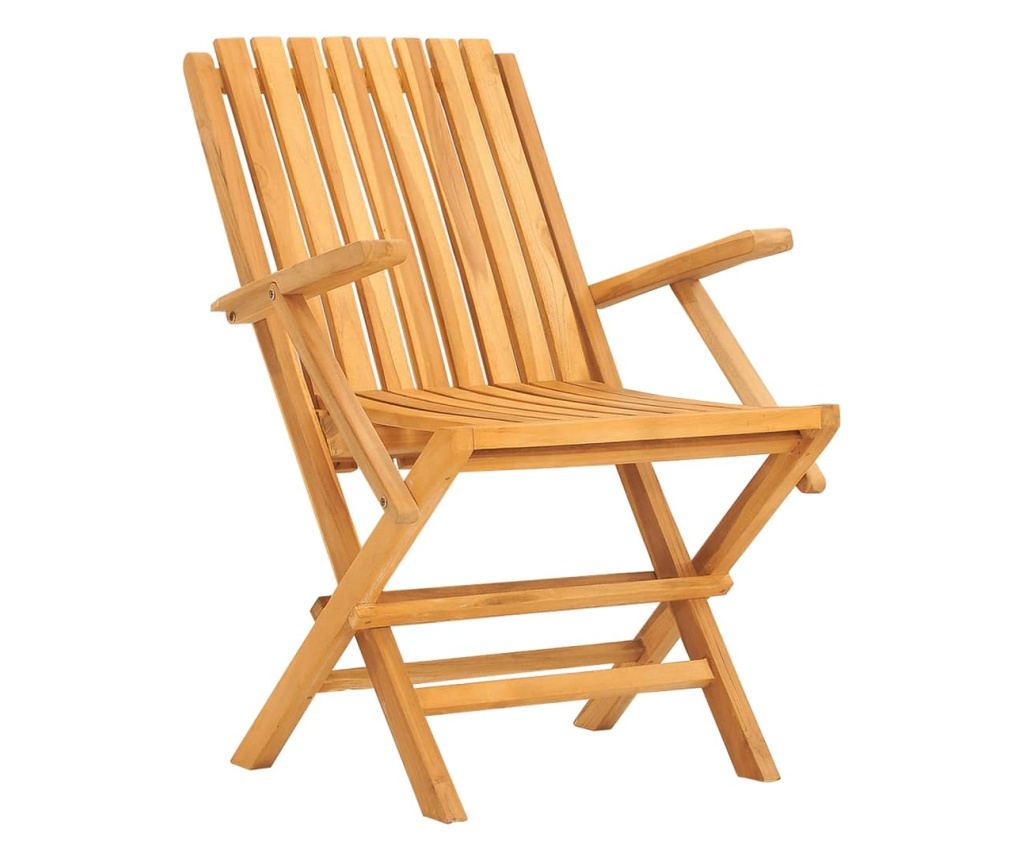 Градински комплект маса, масивно тиково дърво, 5 части - 4