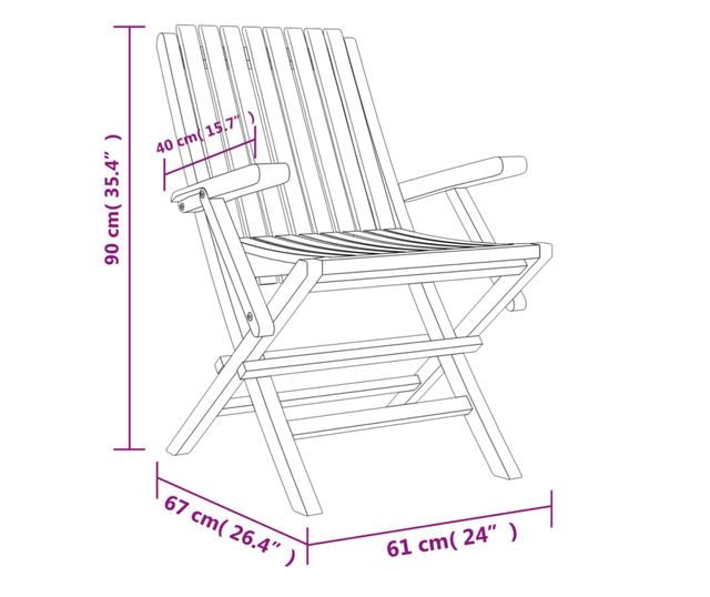 sszecsukhat kerti szkek, 6 db, 61x67x90 cm, tmr teakfa